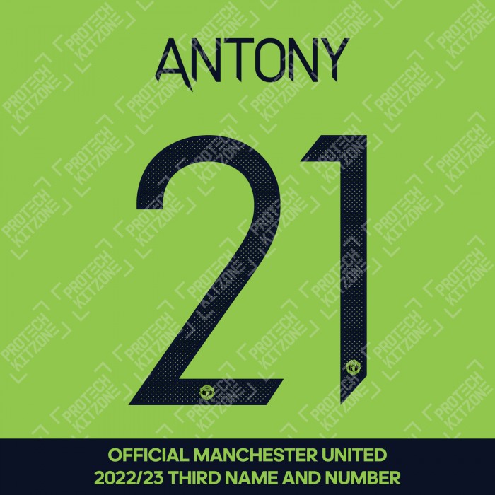 Antony 21 (Official Manchester United FC 2022/23 Third Name and Numbering - Sporting iD Ver.), 2022/23 Season Nameset, A2122233RD, 