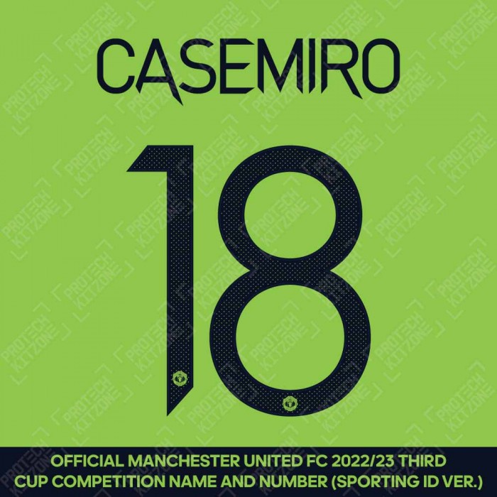 Casemiro 18 (Official Manchester United FC 2022/23 Third Name and Numbering - Sporting iD Ver.), 2022/23 Season Nameset, C1822233RD, 