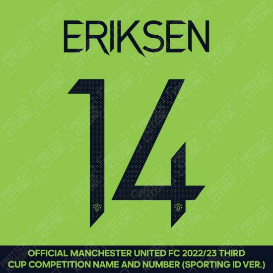 Eriksen 14 (Official Manchester United FC 2022/23 Third Name and Numbering - Sporting iD Ver.)