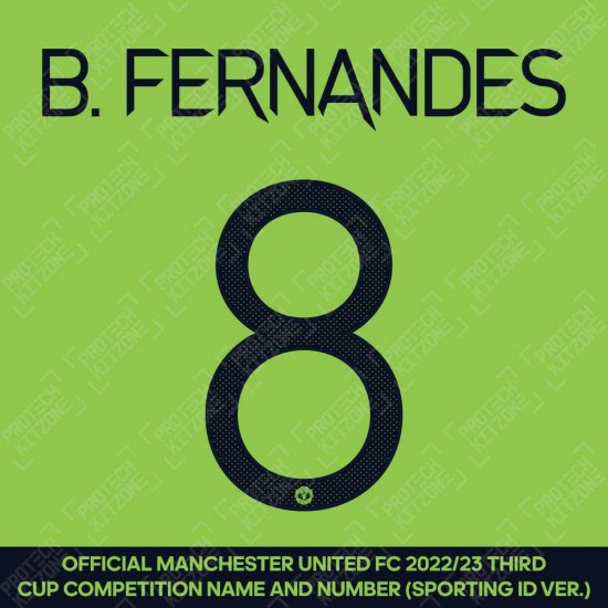 B. Fernandes 8 (Official Manchester United FC 2022/23 Third Name and Numbering - Sporting iD Ver.)