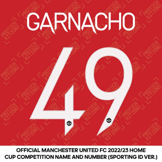 Garnacho 49 (Official Manchester United FC 2022/23 Home Name and Numbering - Sporting iD Ver.)