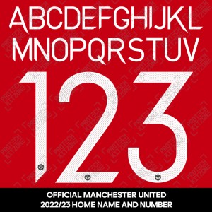 Official Man United 2021/23 Home Club Name and Numbering 