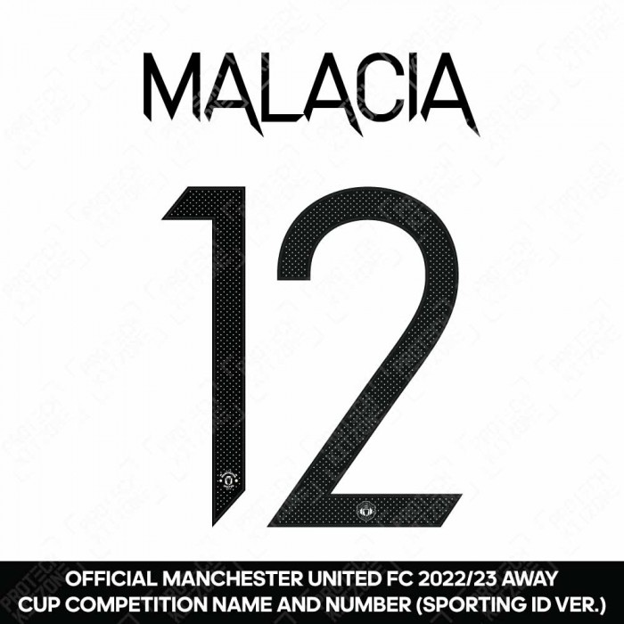 Malacia 12 (Official Manchester United FC 2022/23 Away Name and Numbering - Sporting iD Ver.), 2022/23 Season Nameset, M122223A, 