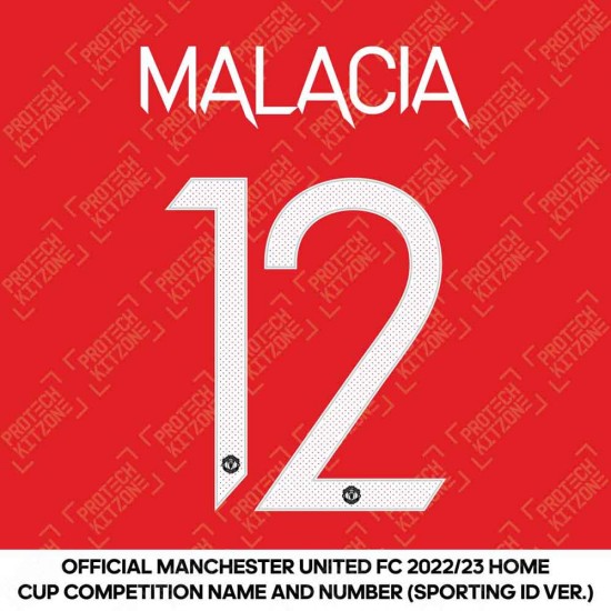 Malacia 12 (Official Manchester United FC 2022/23 Home Name and Numbering - Sporting iD Ver.)