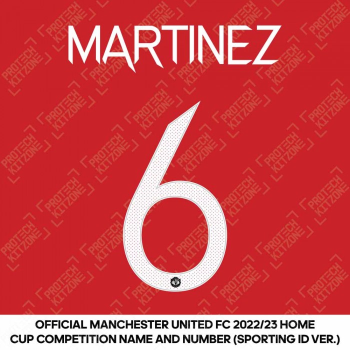 Martinez 6 (Official Manchester United FC 2022/23 Home Name and Numbering - Sporting iD Ver.), 2022/23 Season Nameset, M62223H, 
