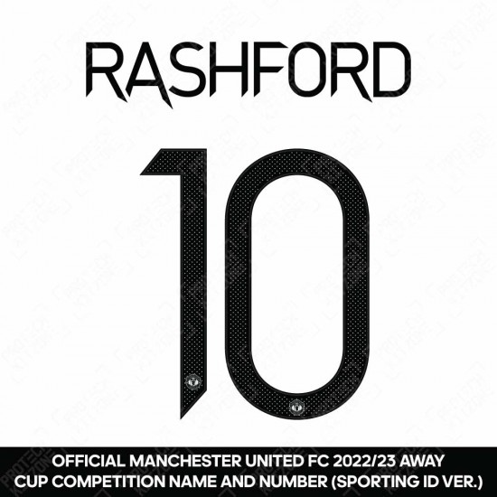 Rashford 10 (Official Manchester United FC 2022/23 Away Name and Numbering - Sporting iD Ver.)