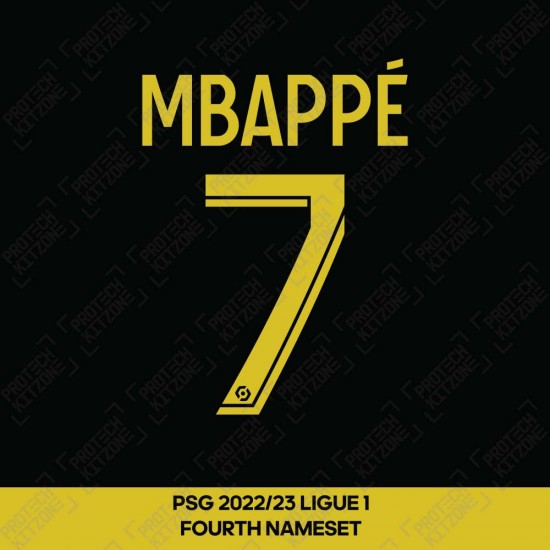 Mbappe 7 (Official PSG 2022/23 Fourth Ligue 1 Name and Numbering)