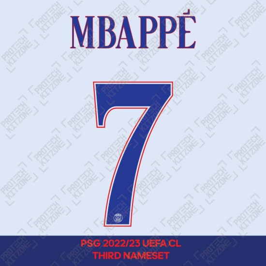 Mbappé 7 (Official PSG 2022/23 Third UEFA CL Name and Numbering)