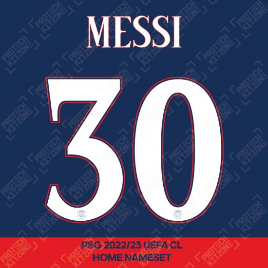 Messi 30 (Official PSG 2022/23 Home UEFA CL Name and Numbering)
