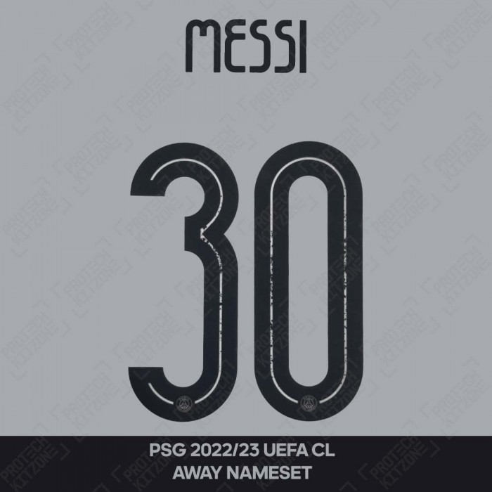 Messi 30 (Official PSG 2022/23 Away Name and Numbering - Champions League Version) 
