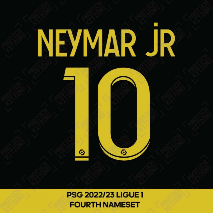 Neymar Jr 10  (Official PSG 2022/23 Fourth Ligue 1 Name and Numbering), France Ligue 1 Version, N10 PSG 4th L1 2223, 