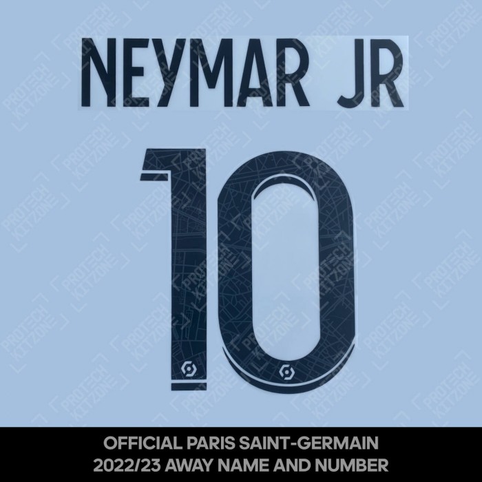 Neymar Jr 10 (Official PSG 2022/23 Away Ligue 1 Name and Numbering), France Ligue 1 Version, N10 PSG AW L1 2223, 