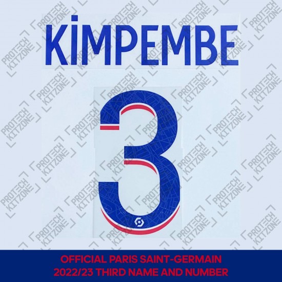 Kimpembe 3 (Official PSG 2022/23 Third Ligue 1 Name and Numbering)