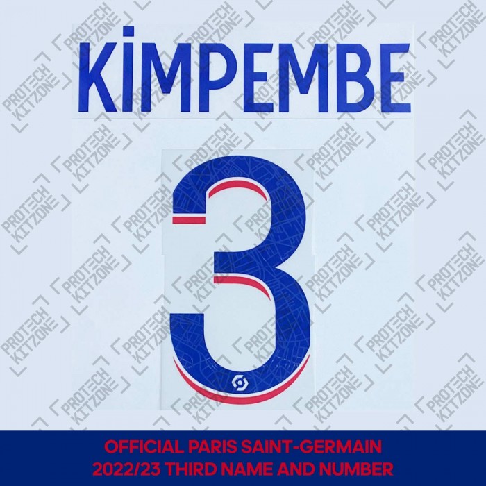 Kimpembe 3 (Official PSG 2022/23 Third Ligue 1 Name and Numbering), France Ligue 1 Version, K3 PSG TD L1 2223, 