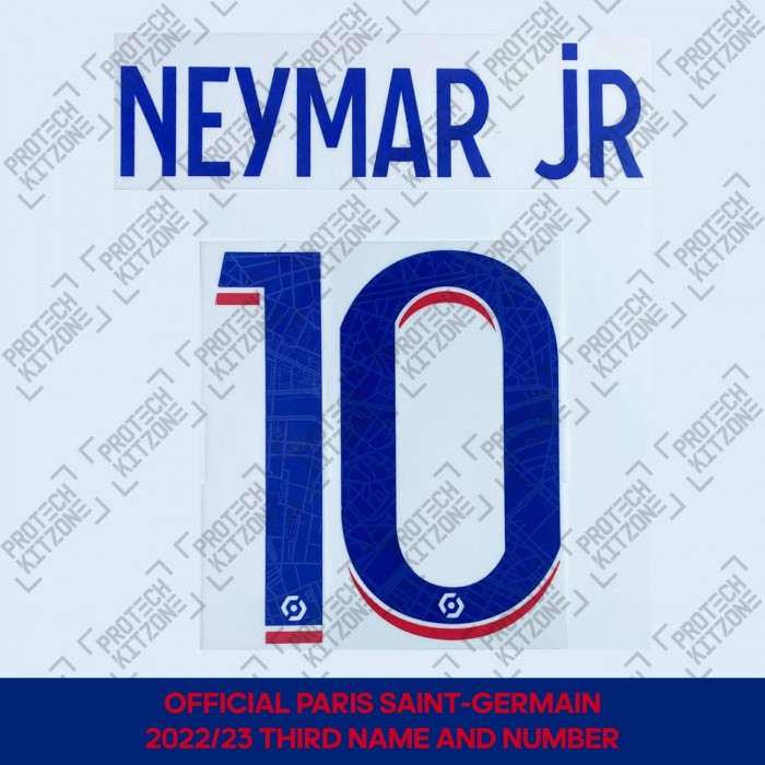 Neymar JR 10 (Official PSG 2022/23 Third Ligue 1 Name and Numbering), France Ligue 1 Version, NJR10 PSG TD L1 2223, 