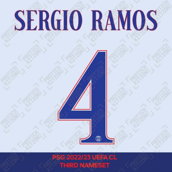 Sergio Ramos 4 (Official PSG 2022/23 Third UEFA CL Name and Numbering)