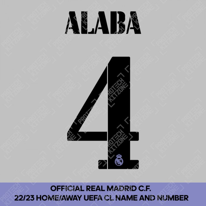 Alaba 4 (Official Real Madrid FC 2022/23 Home / Away Cup Competition Name and Numbering), 2022/23 Season Nemeses, A42223HANNS, 