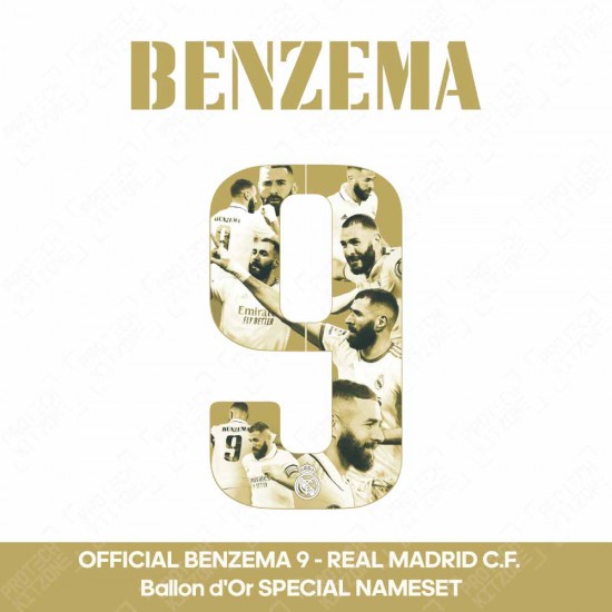 Benzema 9 (Official Real Madrid FC Ballon d'Or Special Name and Numbering)