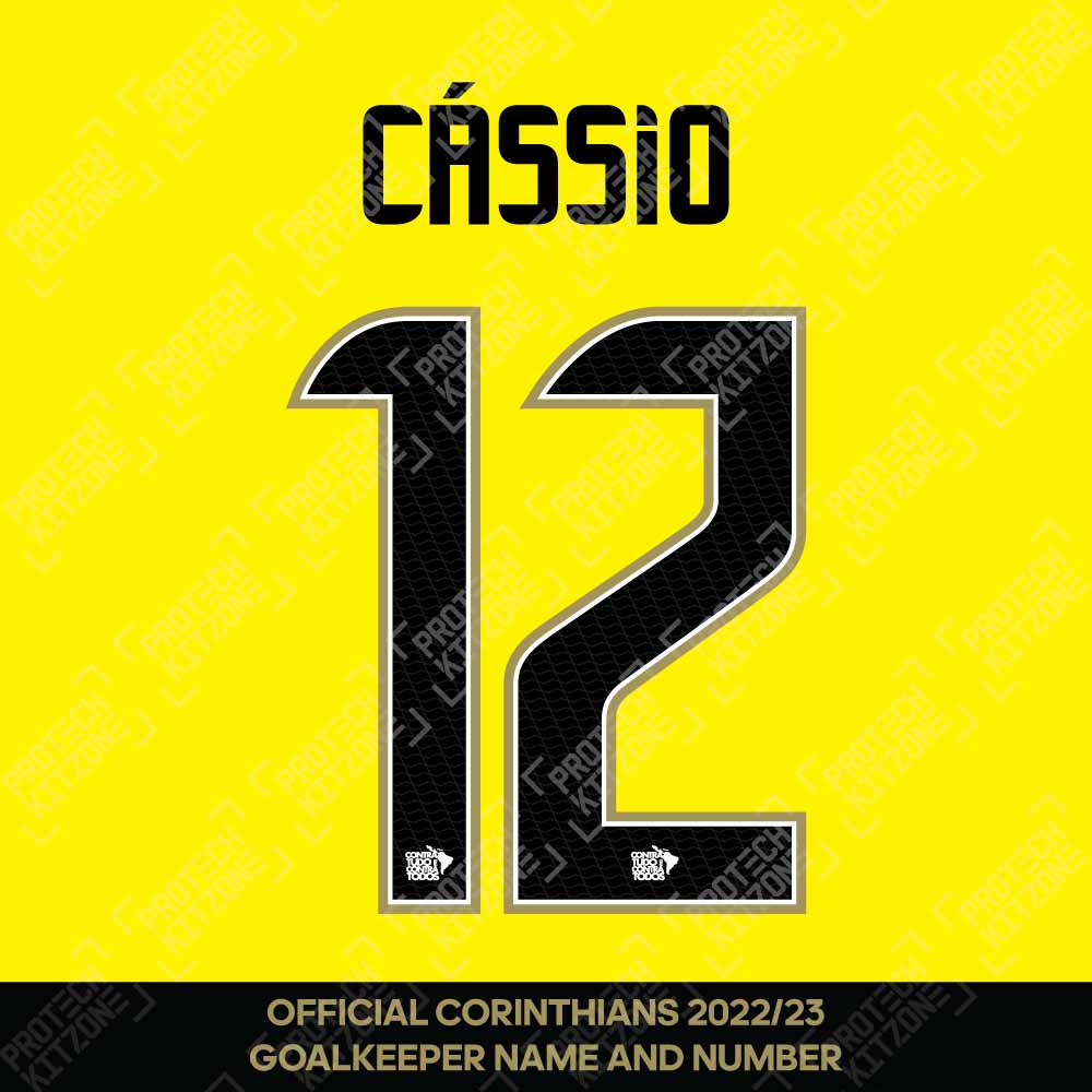 Cassio 12 - Official Corinthians 2022/23 Home Goalkeeper Nameset Cassio 12 - Official Corinthians 2022/23 Home Goalkeeper Nameset
