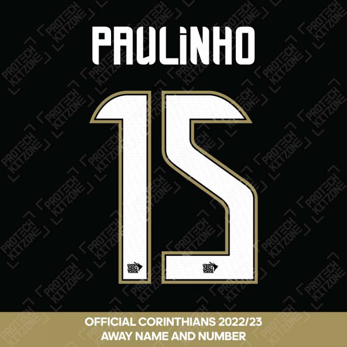Paulinho 15 - Official Corinthians 2022/23 Away Nameset, Sports Club Corinthians Paulista, P15 2223 SCCP AW, 