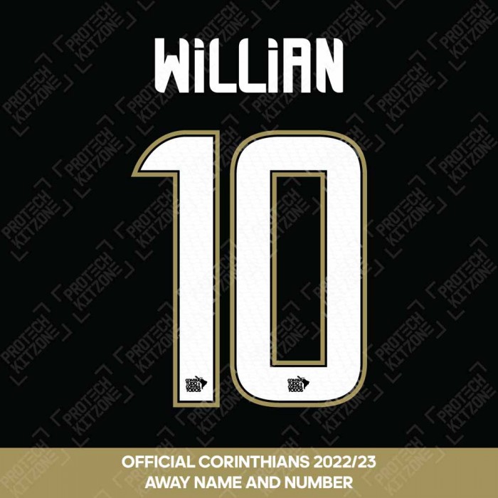 Willian 10 - Official Corinthians 2022/23 Away Nameset, Sports Club Corinthians Paulista, W10 2223 SCCP AW, 