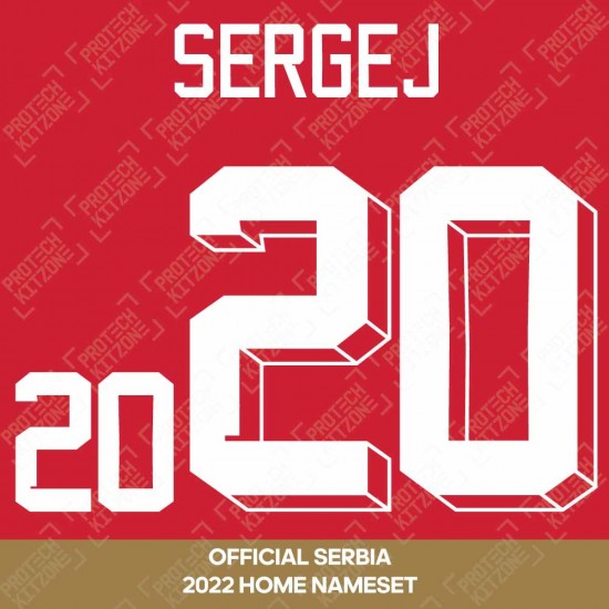 Sergej 20 (Official Serbia 2022 Home Shirt Name and Numbering)