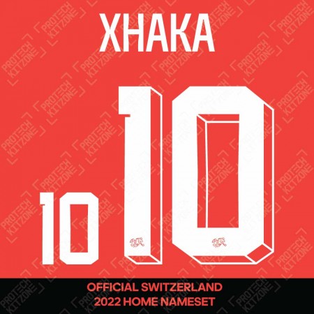 Xhaka 10 (Official Switzerland 2022 Home Shirt Name and Numbering)