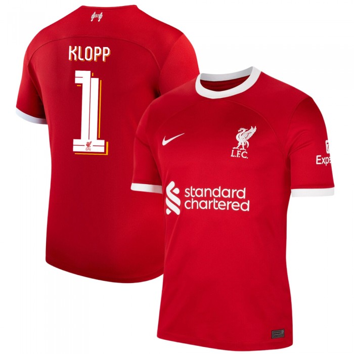 Liverpool FC 2023/24 Home Shirt With Klopp 1 - Cup Version Printing