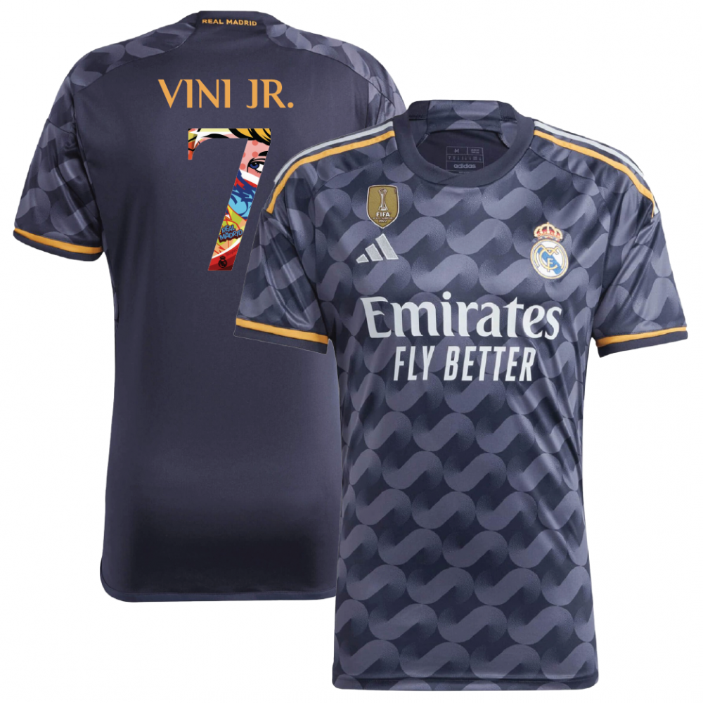 Real Madrid 2023/24 Away Shirt With 2022 Club World Champions And Vini Jr. 7 (Pre-Season Special Print) 