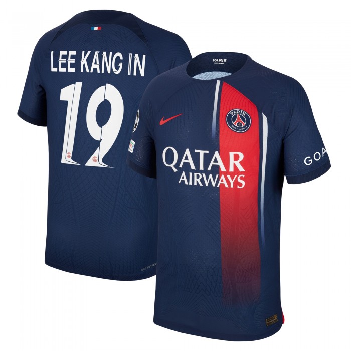 [Player Edition] Paris Saint-Germain 2023/24 Dri-Fit Adv. Home Shirt with Lee Kang In 19 Set (Ligue 1 or UEFA CL Version)