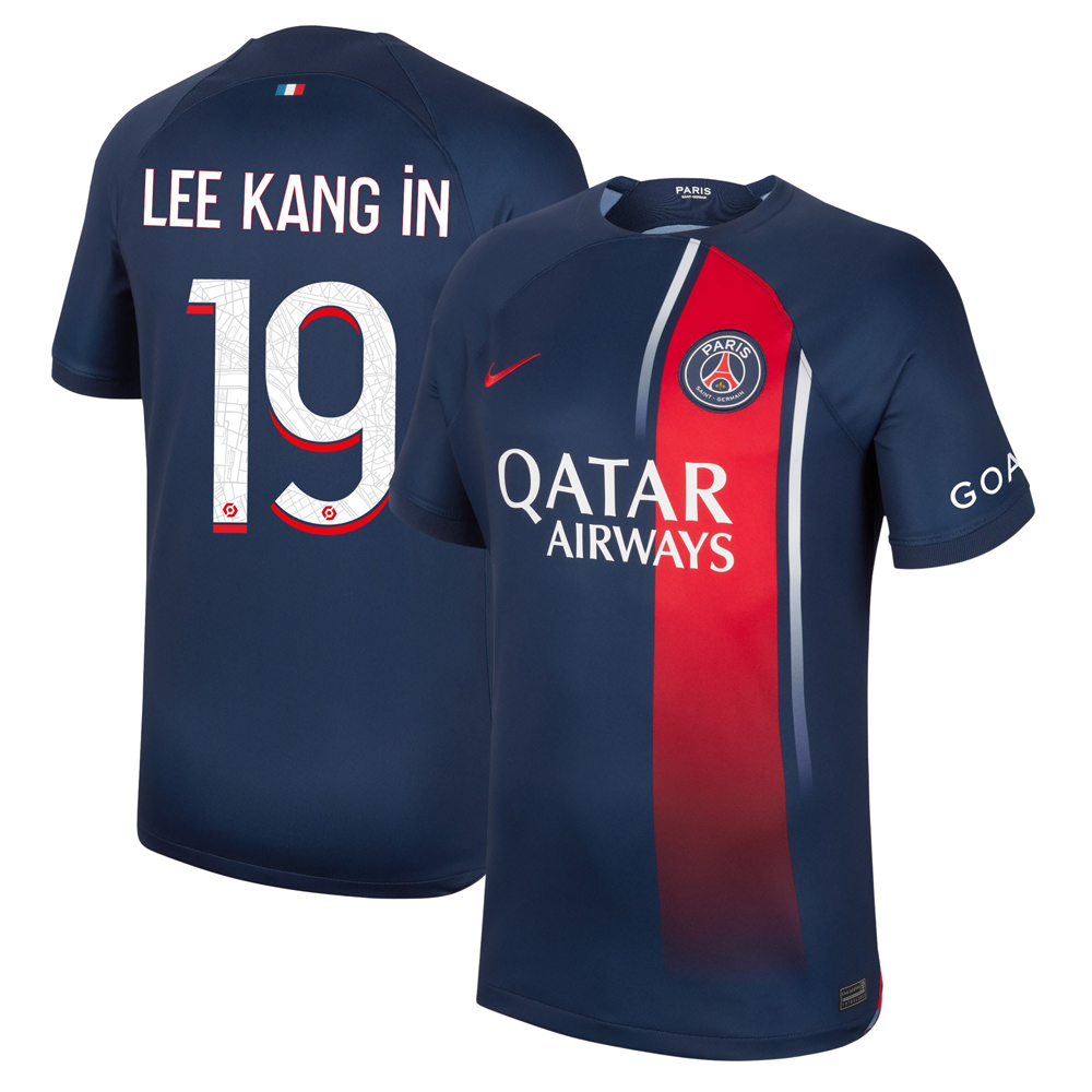 Paris Saint-Germain 2023/24 Home Shirt with Lee Kang In 19 - Ligue 1 / UEFA Champions League Full Set Version (Overseas Imported) 