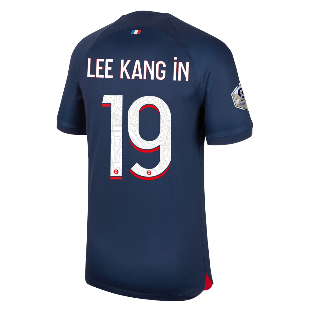 Paris Saint-Germain 2023/24 Home Shirt with Lee Kang In 19 - Ligue 1 / UEFA Champions League Full Set Version (Overseas Imported) 