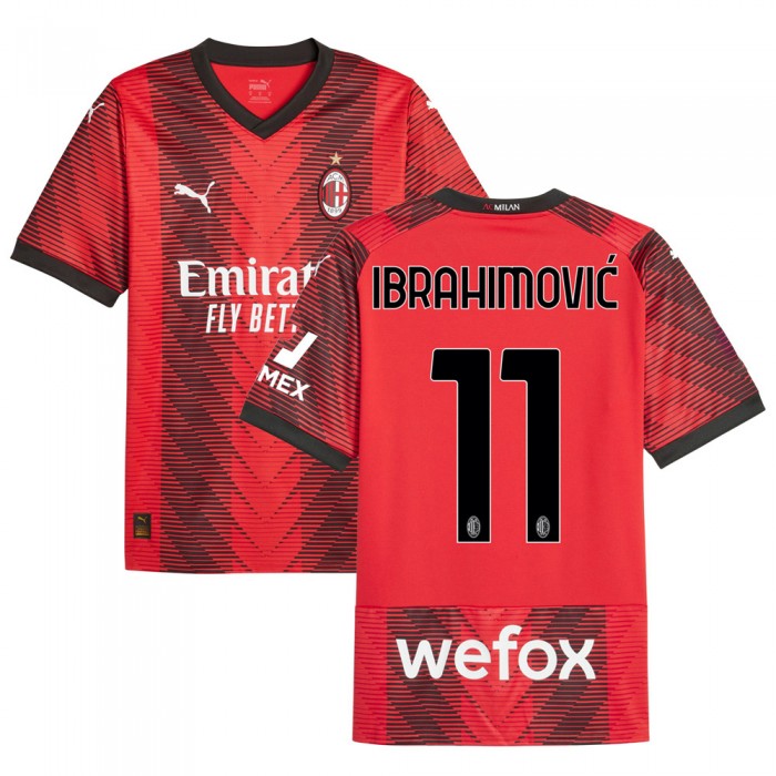 AC Milan 2023/24 Home Shirt with Ibrahimović 11 Free Printing