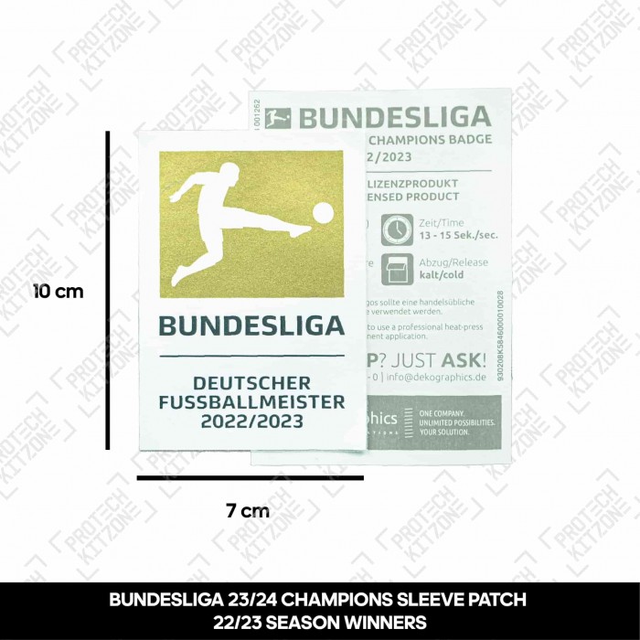 Bundesliga 22-23 Champions Sleeve Patch - 21/22 Season Winners, Official Bundesliga Badges, GERCHAMP2223, 