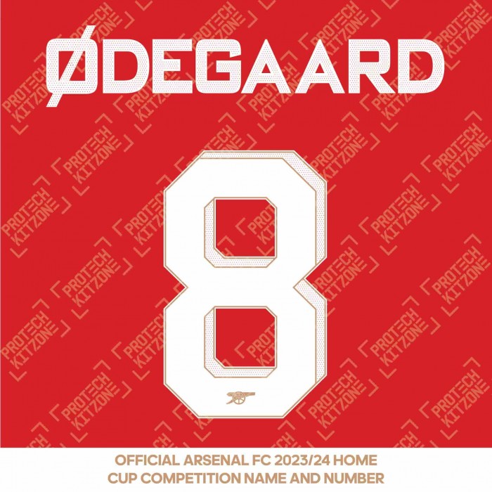 Ødegaard 8 (Official Arsenal 2023/24 Home Club Name and Numbering)