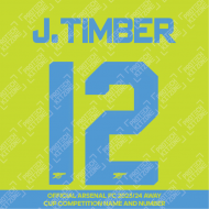 J. Timber 12 (Official Arsenal 2023/24 Away Club Name and Numbering)