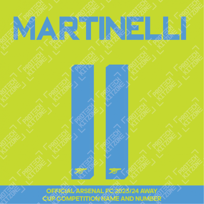 Martinelli 11 (Official Arsenal 2023/24 Away Club Name and Numbering)