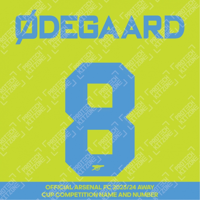 Ødegaard 8 (Official Arsenal 2023/24 Away Club Name and Numbering)
