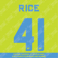 Rice 41 (Official Arsenal 2023/24 Away Club Name and Numbering)