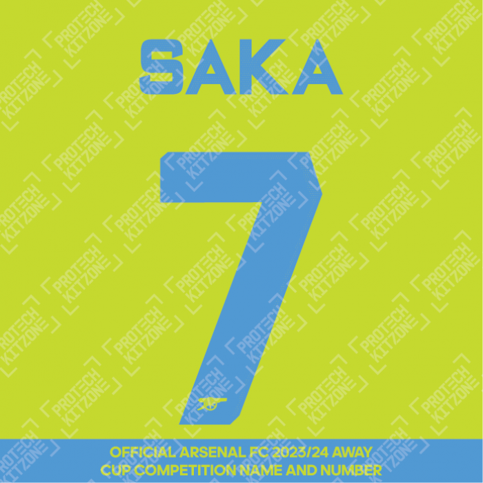 Saka 7 (Official Arsenal 2023/24 Away Club Name and Numbering)