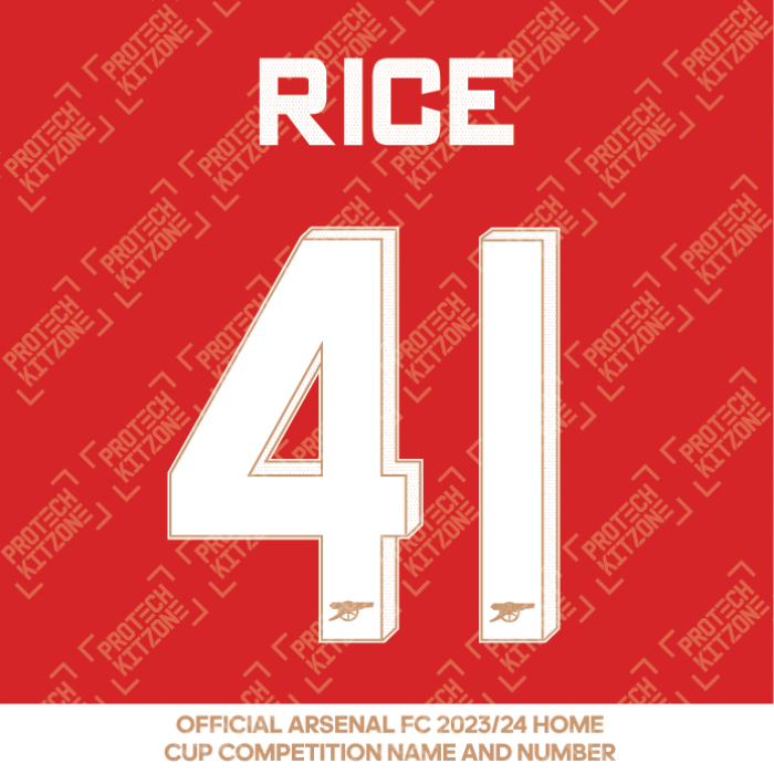 Rice 41 (Official Arsenal 2023/24 Home Club Name and Numbering)