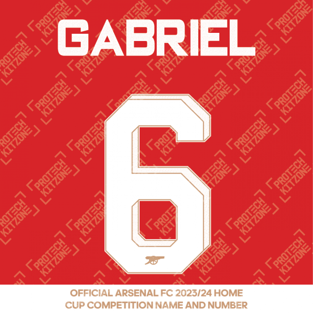 Gabriel 6 (Official Arsenal 2023/24 Home Club Name and Numbering)