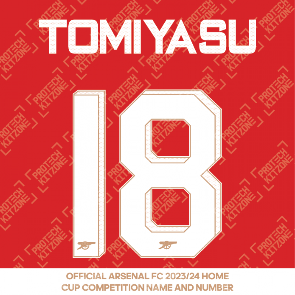 Tomiyasu 18 (Official Arsenal 2023/24 Home Club Name and Numbering)