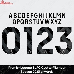 [Season 2023/24] [Black] Official Premier League Player Size Name and Number Printing - By Avery Dennison