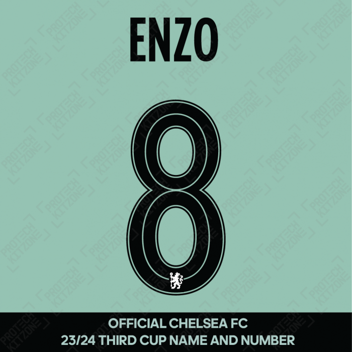 Enzo 8 (Official Name and Number Printing for Chelsea FC 23/24 Third Shirt)