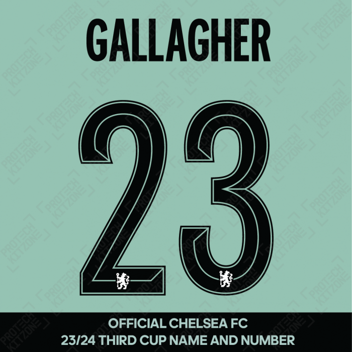 Gallagher 23 (Official Name and Number Printing for Chelsea FC 23/24 Third Shirt)