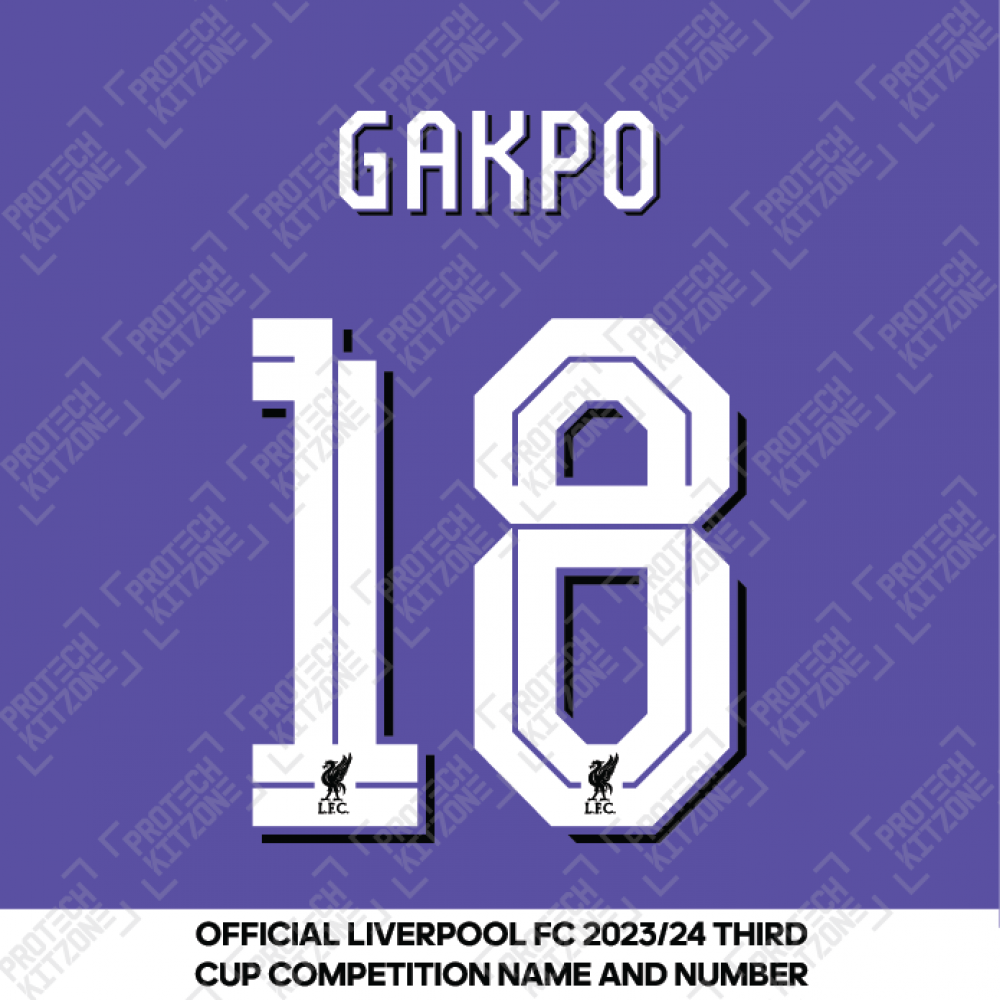 Gakpo 18 (Official Liverpool FC White / Black Club Name and Numbering) 