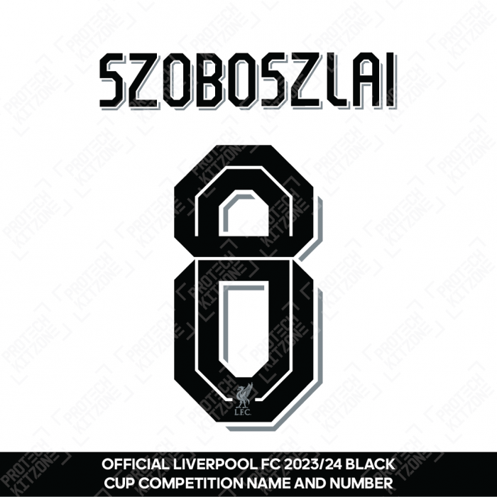 Szoboszlai 8 (Official Liverpool FC Black Club Name and Numbering) - Season 2022/23 Onwards