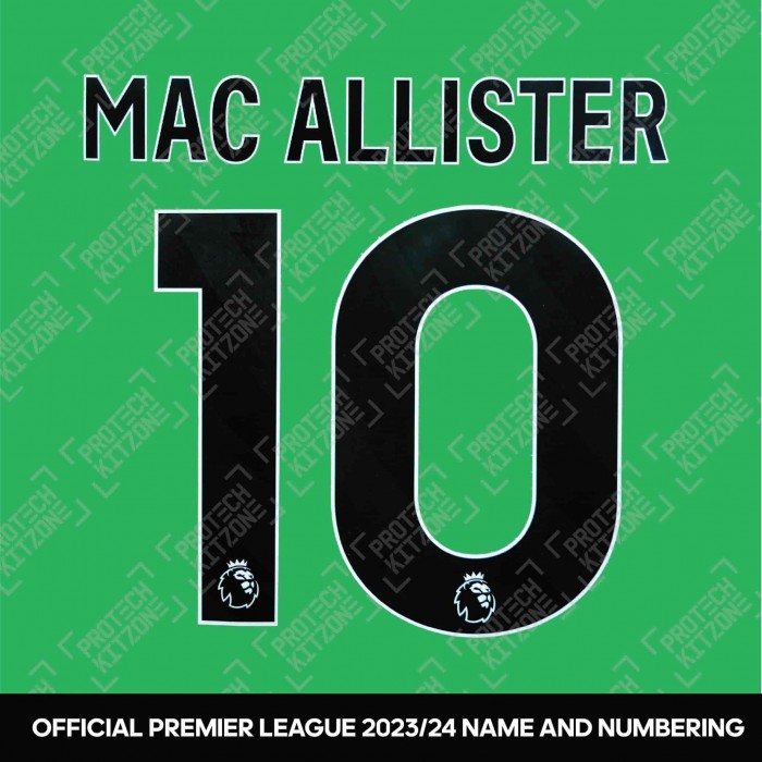 Mac Allister 10  (Official 2023/24 Premier League Black Name and Numbering - Special Nameblock) 