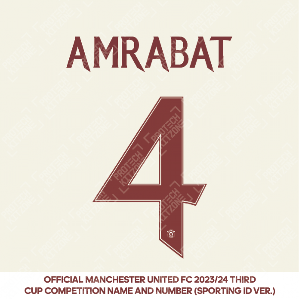 Amrabat 4 (Official Manchester United FC 2023/24 Third Name and Numbering) Amrabat 4 (Official Manchester United FC 2023/24 Third Name and Numbering)